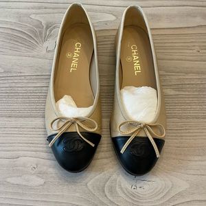 Chanel Two Toned Lambskin Ballet Flat